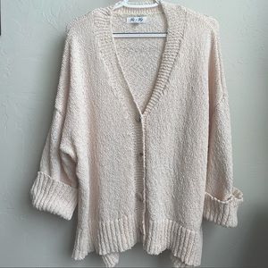 cream button front knitted cardigan sweater